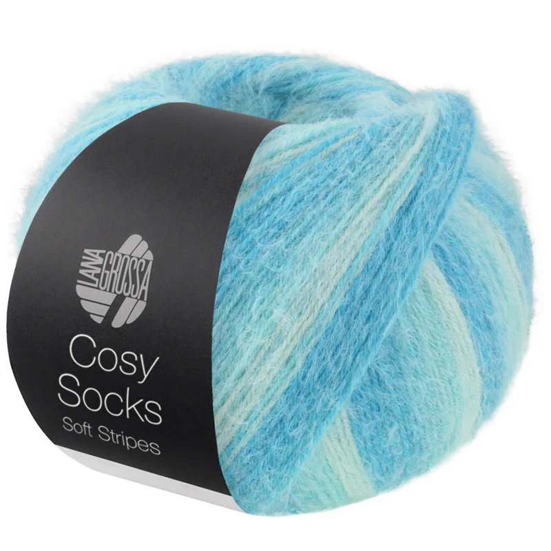 Lana Grossa Cosy Socks Soft Stripes 115 Miętowy/jasnoturkusowy/turkusowy