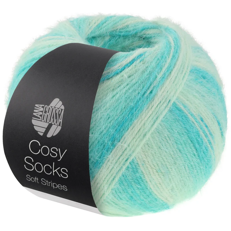 Lana Grossa Cosy Socks Soft Stripes 102 Jadeit/jasnozielony/białozielony/złamana biel