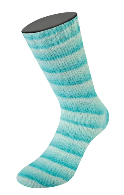 Lana Grossa Cosy Socks Soft Stripes 102 Jadeit/jasnozielony/białozielony/złamana biel