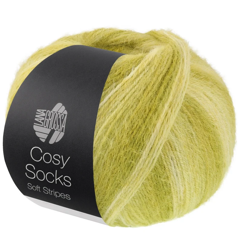 Lana Grossa Cosy Socks Soft Stripes 116 Limonkowy/pistacjowy/jasny oliwkowy