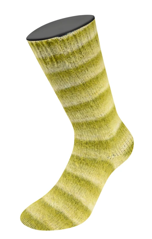 Lana Grossa Cosy Socks Soft Stripes 116 Limonkowy/pistacjowy/jasny oliwkowy