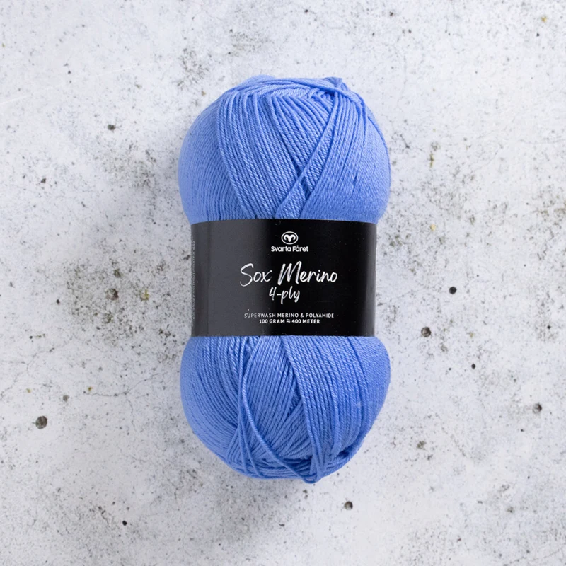Svarta Fåret Sox Merino 4 ply 03 Studyjny błękit