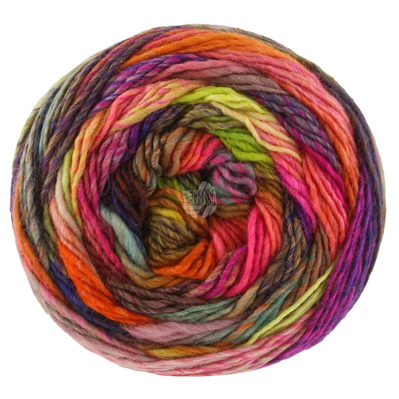 Lana Grossa Colorissimo 219 Szary/Ciemnobrązowy/Fioletowy/Czerwonofioletowy/Pomarańczowy/Czerwony/Żółty/Jasnozielony/Różowy/Miętowoszary/Koralowy