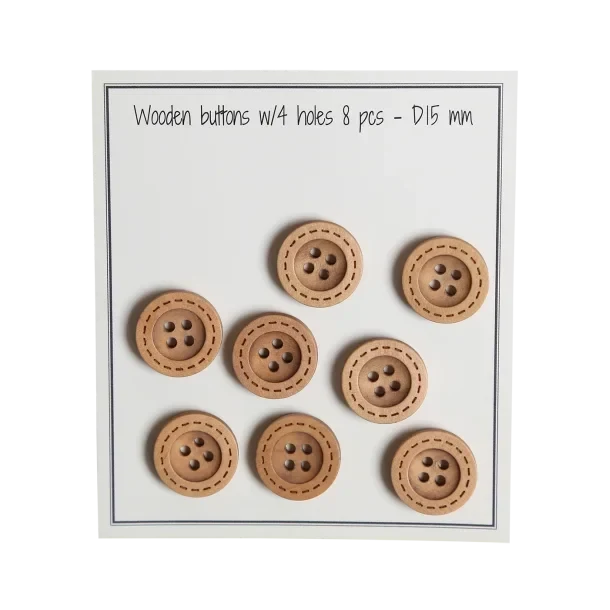 Go Handmade Drewniane guziki z przeszyciami (8 szt): 15 mm