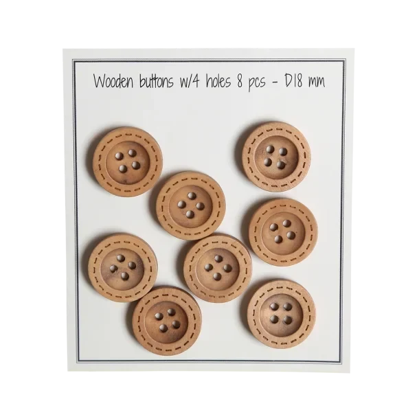 Go Handmade Drewniane guziki z przeszyciami (8 szt): 18 mm