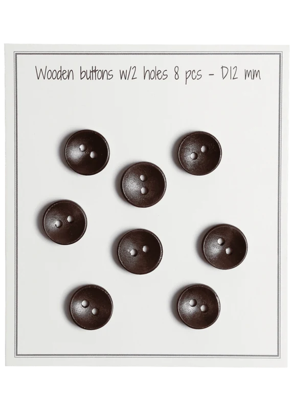 Go Handmade Głębokie Drewniane Guziki, Ciemne: 12 mm