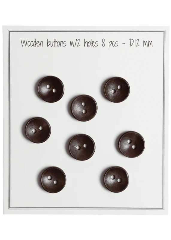 Go Handmade Głębokie Drewniane Guziki, Ciemne (8 szt.) 12 mm