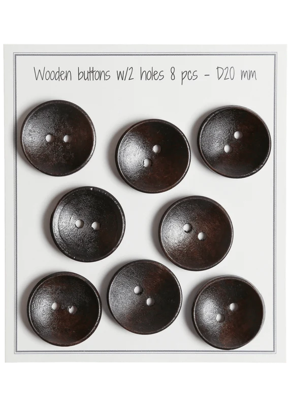 Go Handmade Głębokie Drewniane Guziki, Ciemne: 20 mm