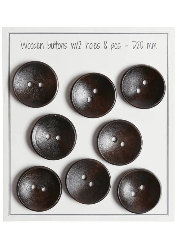 Go Handmade Głębokie Drewniane Guziki, Ciemne (8 szt.) 20 mm