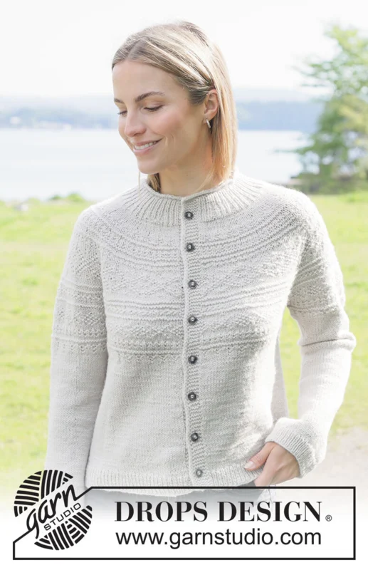 Moon History Cardigan – DROPS 273-31 – kardigan z reliefowym karczkiem