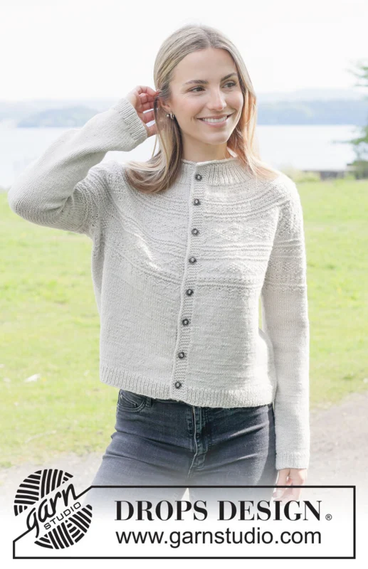 Moon History Cardigan – DROPS 273-31 – kardigan z reliefowym karczkiem