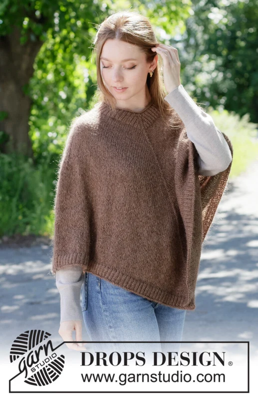 Forest Fall Poncho – DROPS 272-19, brązowe ponczo (2)