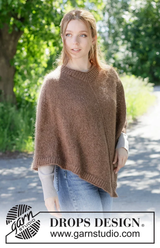 Forest Fall Poncho – DROPS 272-19, brązowe ponczo (3)