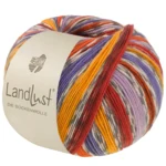 Lana Grossa Landlust Die Sockenwolle 824 Dyniowy/Fioletowy/Terakota/Żółtkowy/Violet/Złamana biel/Szary