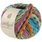 Lana Grossa Landlust Die Sockenwolle 825 Pomarańczowy/Różowy/Pistacjowy/Turkusowy niebieski/Petrolowy niebieski/Złamana biel/Ciemnoszary
