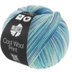 Lana Grossa Cool Wool Print 844 Turkusowy/Jasnoniebieski/Lazurowy/Złamana biel