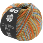 Lana Grossa Cool Wool Print 834 Pomarańczowy/Ochra/Nougat/Morski zielony/Niebiesko-szary