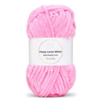 LindeHobby Fuzzy Chenille Silver Lurex 48 Neonowy jasnoróżowy
