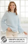 266-24 Blue Petal Sweater by DROPS Design