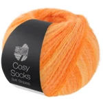 Lana Grossa Cosy Socks Soft Stripes 112 Bladopomarańczowy/mandarynkowy/pomarańczowy