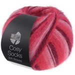 Lana Grossa Cosy Socks Soft Stripes 105 Bordeaux/różowy/malinowy/pink
