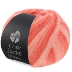 Lana Grossa Cosy Socks Soft Stripes 113 Łososiowy/łososiowoczerwony/koralowy