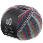 Lana Grossa Cosy Socks Multi Stripes 158 Petrol/ciemna fuksja/oliwkowy/miętowy turkus/ciemnoczerwony