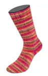Lana Grossa Cosy Socks Multi Stripes 159 Czerwony/fuksja/pomarańczowy/ciemnobrązowy/łososiowy