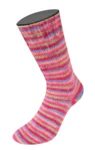 Lana Grossa Cosy Socks Multi Stripes 152 Tulipanowy czerwony/fioletowoniebieski/łososiowy róż/różowy/jasnozielony