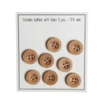 Go Handmade Drewniane guziki z przeszyciami (8 szt): 15 mm