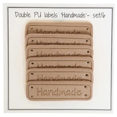 Go Handmade Podwójne etykiety PU „Handmade” 6 szt