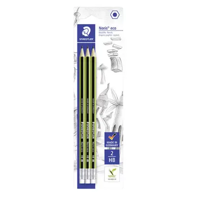 STAEDTLER Noris Eco Ołówki z gumkami, 3 szt