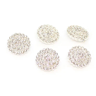 HobbyArts Guziki Rhinestone Srebrne 17 mm, 5 szt