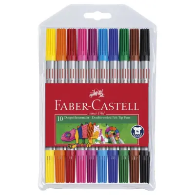 Faber-Castell Dwustronny flamaster, plastikowe etui 10 sztuk