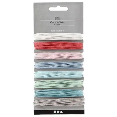 Cotton Cord, Ass. colours, 5 pcs Light colours