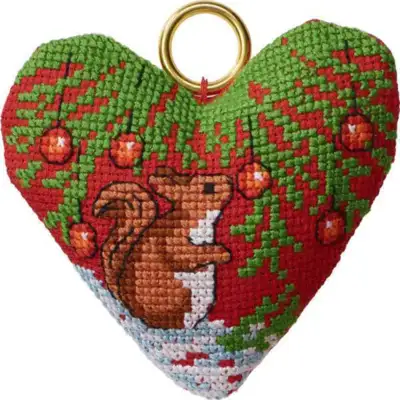 Zestaw do haftu Świąteczna wiewiórka w sercu