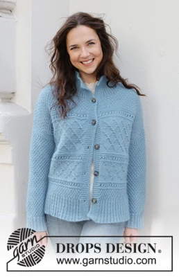 245-15 Blue Diamonds Cardigan by DROPS Design