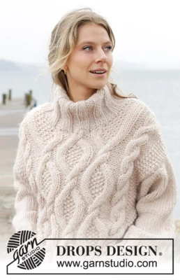 243-23 Cable Beach Sweater by DROPS Design