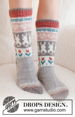 229-34 Dancing Bunny Socks by DROPS Design