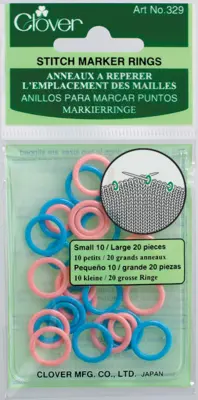 Pierścienie do znaczników Clover Stitch, małe (różowy/niebieski)