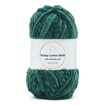 LindeHobby Fuzzy Chenille Gold Lurex 46 Zielony kaczy