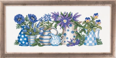 Zestaw do haftu Niebieskie kwiaty 38 x 17 cm R5355