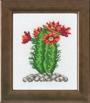 Zestaw do haftu Kaktus z pomarańczowym R5380 10 x 12 cm