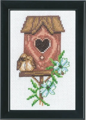 Zestaw do haftu Domki dla ptaków Różowe 9 x 14 cm
