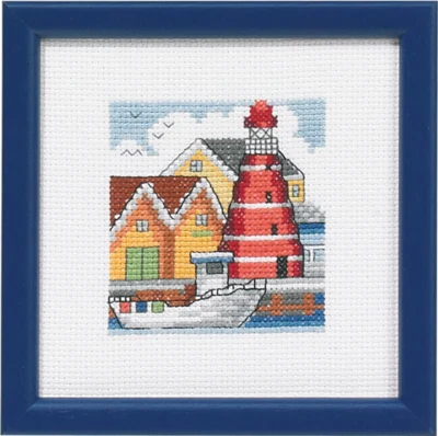 Zestaw do haftu Czerwona latarnia morska port 12 x 12 cm