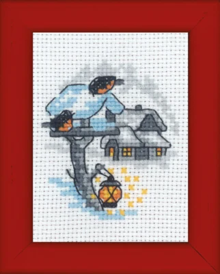 Zestaw do haftu Obręcz świąteczna z ptakami 6 x 8 cm