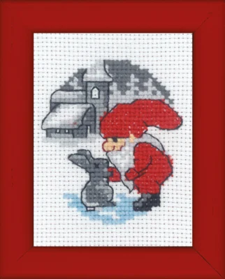 Zestaw do Haftu Królik i Elf obrazek świąteczny 6 x 8 cm