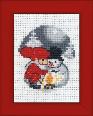 Zestaw do haftu Bałwan i Elf obrazek 6 x 8 cm