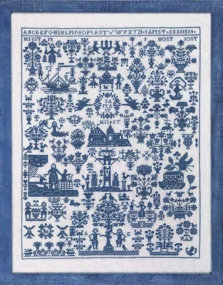 Zestaw do haftowania imion niebieski 59 x 45 cm