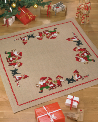 Zestaw do haftu Krasnale / czarny pies 120 x 120 cm